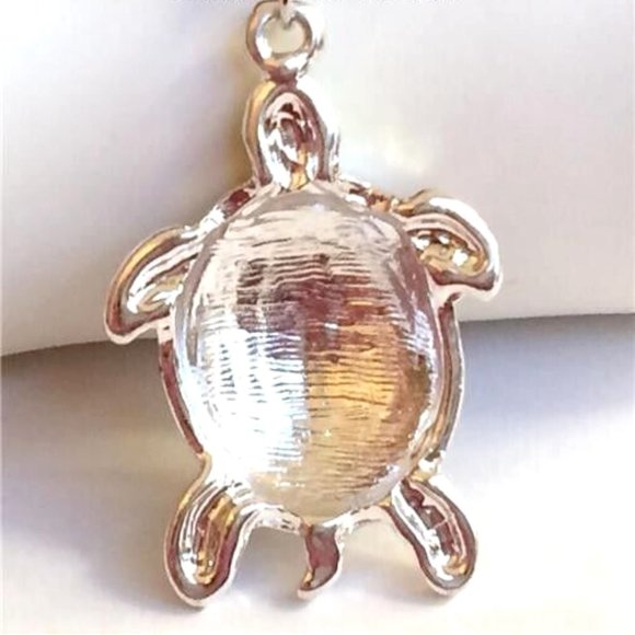 Sea Turtle Necklace Silver Plated Pop Art Multicolor Enamel Nautical Island 18" - Picture 5 of 11